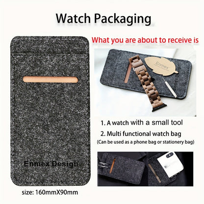 Wood Apple Watch Band Natural Walnut & Blackwood Replacement Strap – Lightweight Adjustable Buckle, Compatible with Apple Watch Series 3–10 SE Ultra 38 40 41 42 44 45 49mm – Dark Brown Black Mixed
