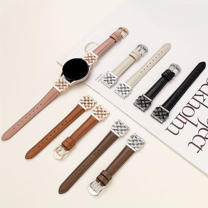 Samsung Galaxy Watch Band Women 20mm Ultra Thin Interlocking Buckle White Slim Strap, Fits Galaxy Watch 7 6 5 4 44mm 40mm, 6 Classic 47mm 43mm, 5 Pro, 4 Classic, Watch 3 41mm, Active 2 – Ladies Replacement Wristband