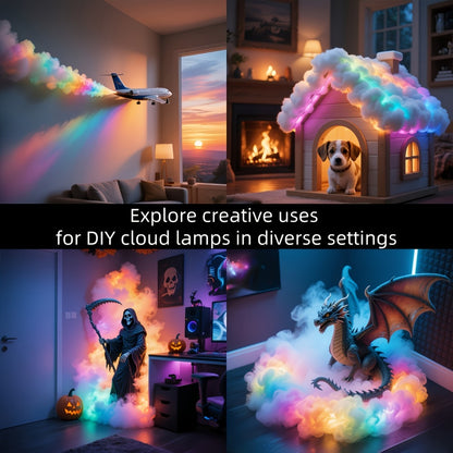 Cloud Night Light 3D RGB – DIY Thunder Cloud Lamp with Music Sync & Color Changing LED, USB Powered, Wall & Ceiling Mount, Ambient Light for Bedroom, Gaming Room & Party Decor