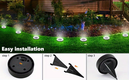 Solar Ground Lights 8 Pack 8-LED - Ultra Bright Semi-Recessed Outdoor Floor Lights for Garden Pathway Driveway Deck Staircase Pool, Warm White Dusk to Dawn Solar Step Lights Weatherproof