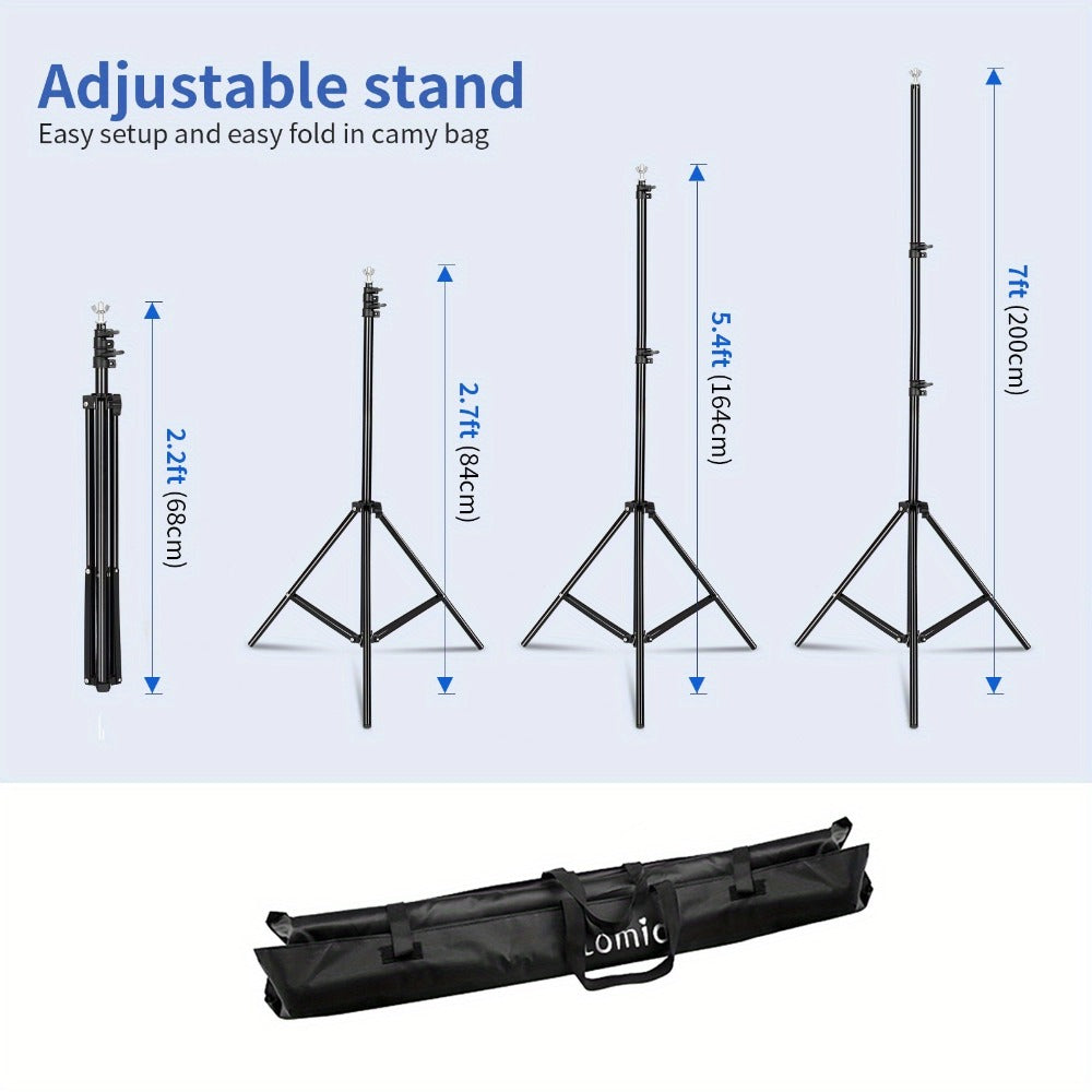 10x7ft Adjustable Backdrop Stand Kit for Photo Studio - Background Support System with 2 Stands, 4 Crossbars, 4 Clamps & Carry Bag for Photography, Video Shoots & Events