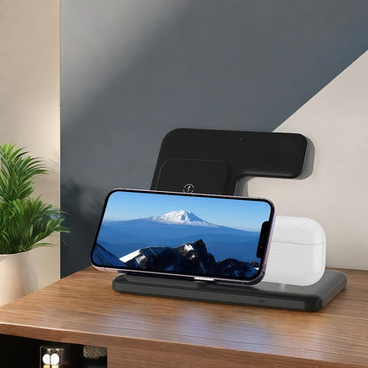 USB-C 3-in-1 Wireless Charging Station Upright Stand – Fast Charge Dock for iPhone 16 15 14 13 12 Pro Max, Apple Watch Ultra Series 10 9 8 7 SE & AirPods Pro 2 | Black & White