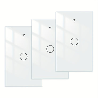 No Neutral Wire Smart Touch Wall Switch MOES WiFi 1/2/3 Gang Single Fire, Works with Alexa & Google Home, App Remote Control, 2.4GHz 110V White – 2 Pack 3 Pack Smart Light Switch