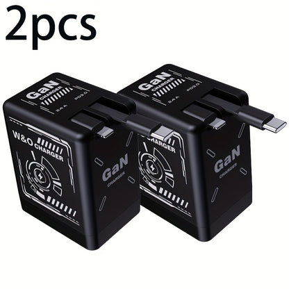 Built-In Cable USB-C Fast Charger 66W 120W – Integrated Type-C Cord 80cm 120cm PD 27W Charging Head for iPhone 17 16 15 14 13 12 Pro Max, Samsung Galaxy, Xiaomi Android, 1pc or 2pcs Set 6 Colors