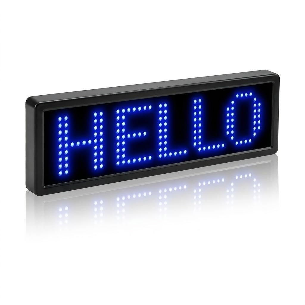 Programmable LED Badge Bluetooth App Controlled – Rechargeable Scrolling Text & Logo Display, 48x12 Pixel LED Name Tag for Events, Trade Shows, Restaurants, Parties & Gifts