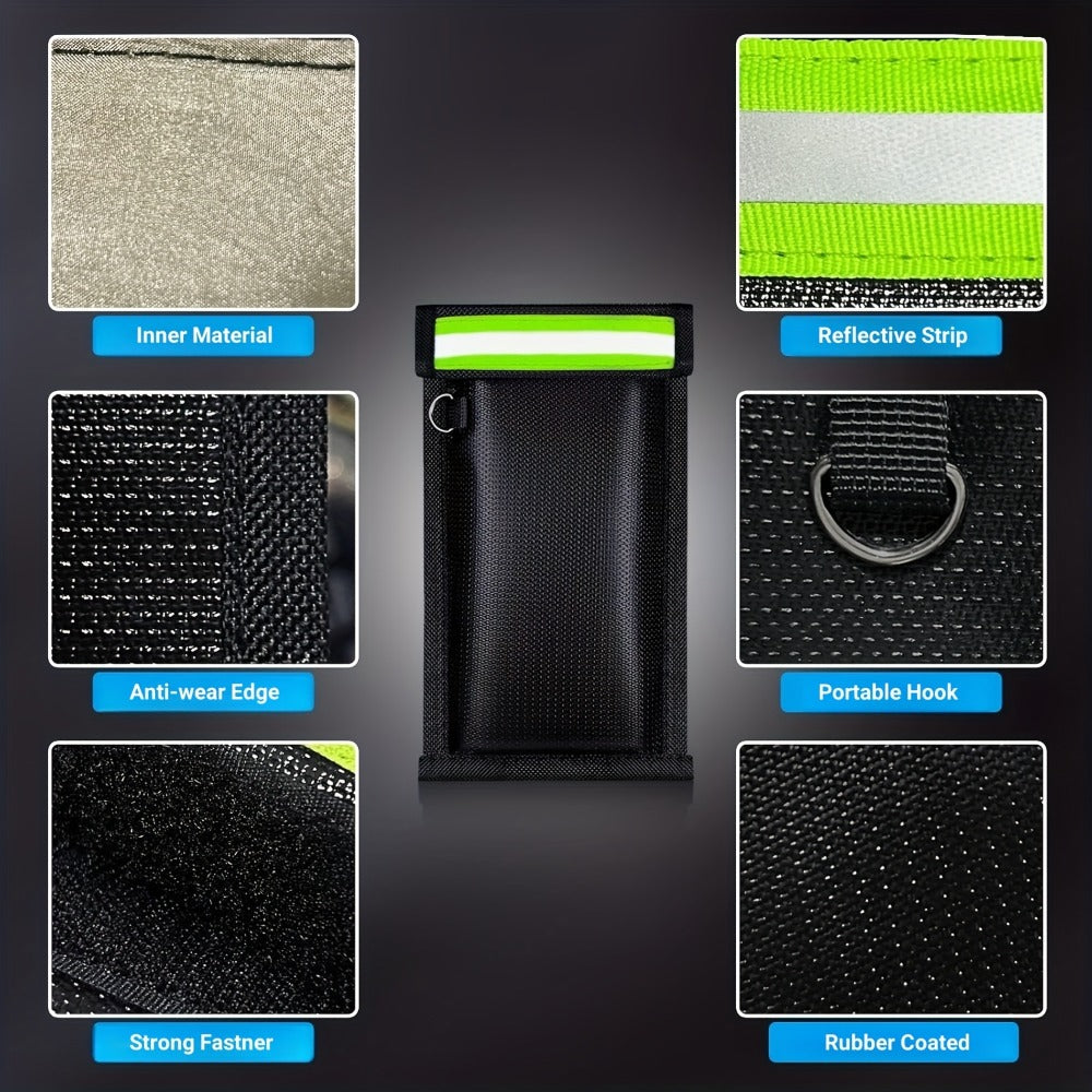 Faraday Bag Signal Blocking Pouch with Reflective Strips – EMP Protection Anti-Tracking Anti-Theft Sleeve for Laptop, Tablet, Smartphone & Car Key Fob