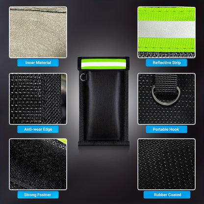 Faraday Bag Signal Blocking Pouch with Reflective Strips – EMP Protection Anti-Tracking Anti-Theft Sleeve for Laptop, Tablet, Smartphone & Car Key Fob