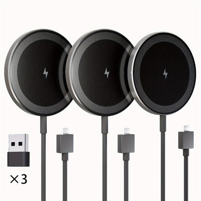 Ultra Slim Magnetic Wireless Charging Pad 15W Multi-Pack – 2-Pack & 3-Pack Value Set for iPhone 17 Air 16 15 14 13 12 11 Pro Max & AirPods 4 3 2 Pro | 0.6cm Thin 65g Portable Travel Charger | White Black