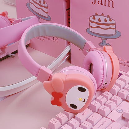 Sanrio Kuromi My Melody Cute Wireless Headset Foldable Portable Smart Call Anime Design for Daily Sports Learning Festival Gift for Girls Teens My Melody Black Kuromi Red