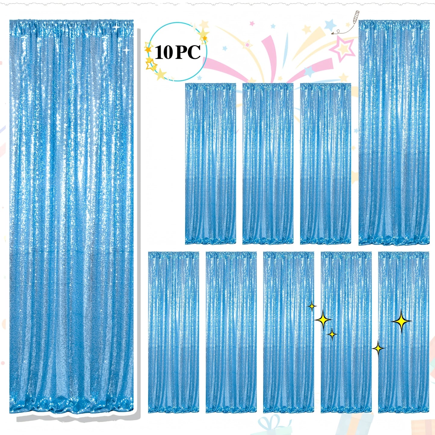 Sequin Backdrop Curtains 2FTx8FT Glitter Photography Background Panels for Party Wedding Birthday Stage Decoration Gold Yellow Shimmer Curtain Set 4 6 10 Panels Available