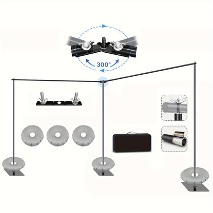 Background Support Stand System 19x6.5Ft 300° Rotating Connector Dual Crossbar with 6 Clamps 3 Weights Carrying Bag for Photography Studio Weddings Events