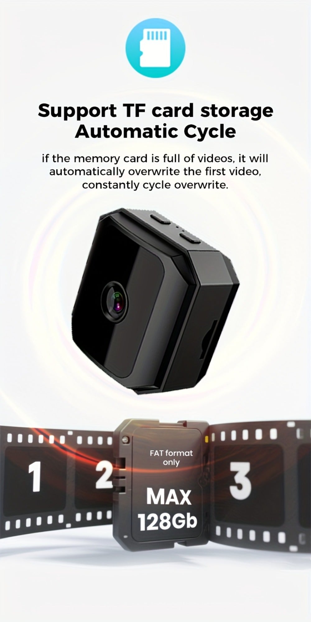 Mini Plug-In Security Camera Indoor Flexible WiFi with Night Vision, 24/7 Motion Alerts & TF Card Local Storage – No Monthly Fees, Perfect for Garage, Baby Room & Home Surveillance