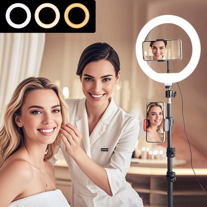 Selfie Ring Light 10/12 Inch with 42-Inch Retractable Tripod Stand | USB Powered, Cold Shoe Mount, Compatible with Smartphone, Camera & Webcam for YouTube, Instagram, TikTok & Live Streaming