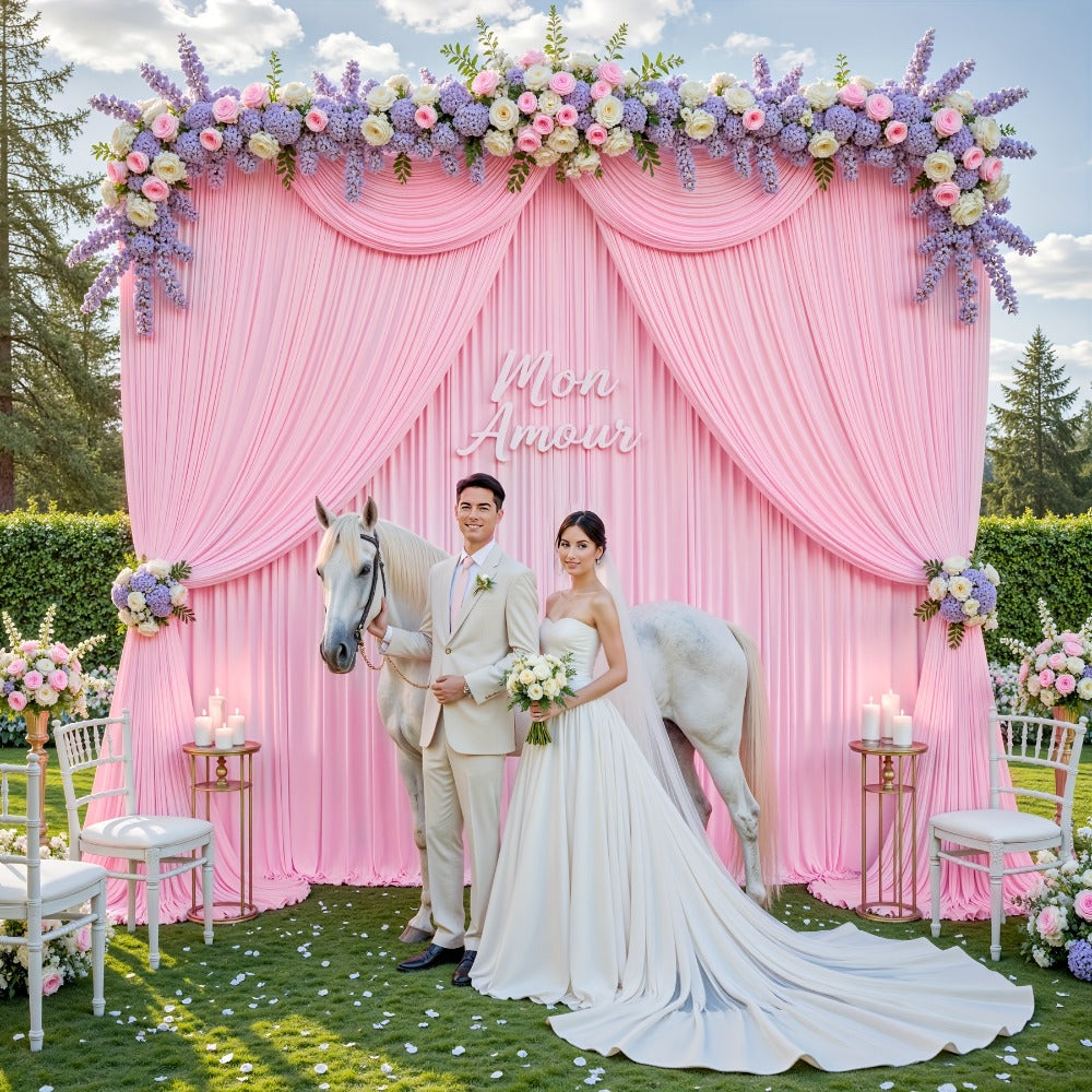 2-Pack 10x10ft Spandex Photography Backdrop Curtains - Wrinkle-Resistant Polyester Background Cloth with Pole Pockets for Weddings, Birthdays, Banquets & Photo Studio Events