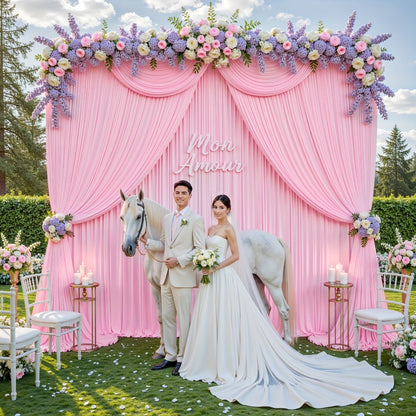 2-Pack 10x10ft Spandex Photography Backdrop Curtains - Wrinkle-Resistant Polyester Background Cloth with Pole Pockets for Weddings, Birthdays, Banquets & Photo Studio Events