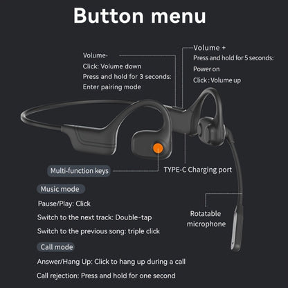 Open-Air Conduction Wireless Business Earphones Dual ENC Noise Canceling Microphones 10H Playtime for Calls Work Driving Online Meetings Outdoor Cycling Cream Black