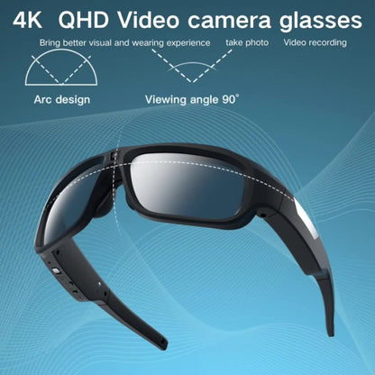 4K Camera Glasses UHD Sports Action Cam - 2-Hour Recording, Body Camera Wearable, Bike Running Cycling Recorder, Meeting Minutes, 3840x2160P 30fps, Optional 64GB, Models A31 A33 S36