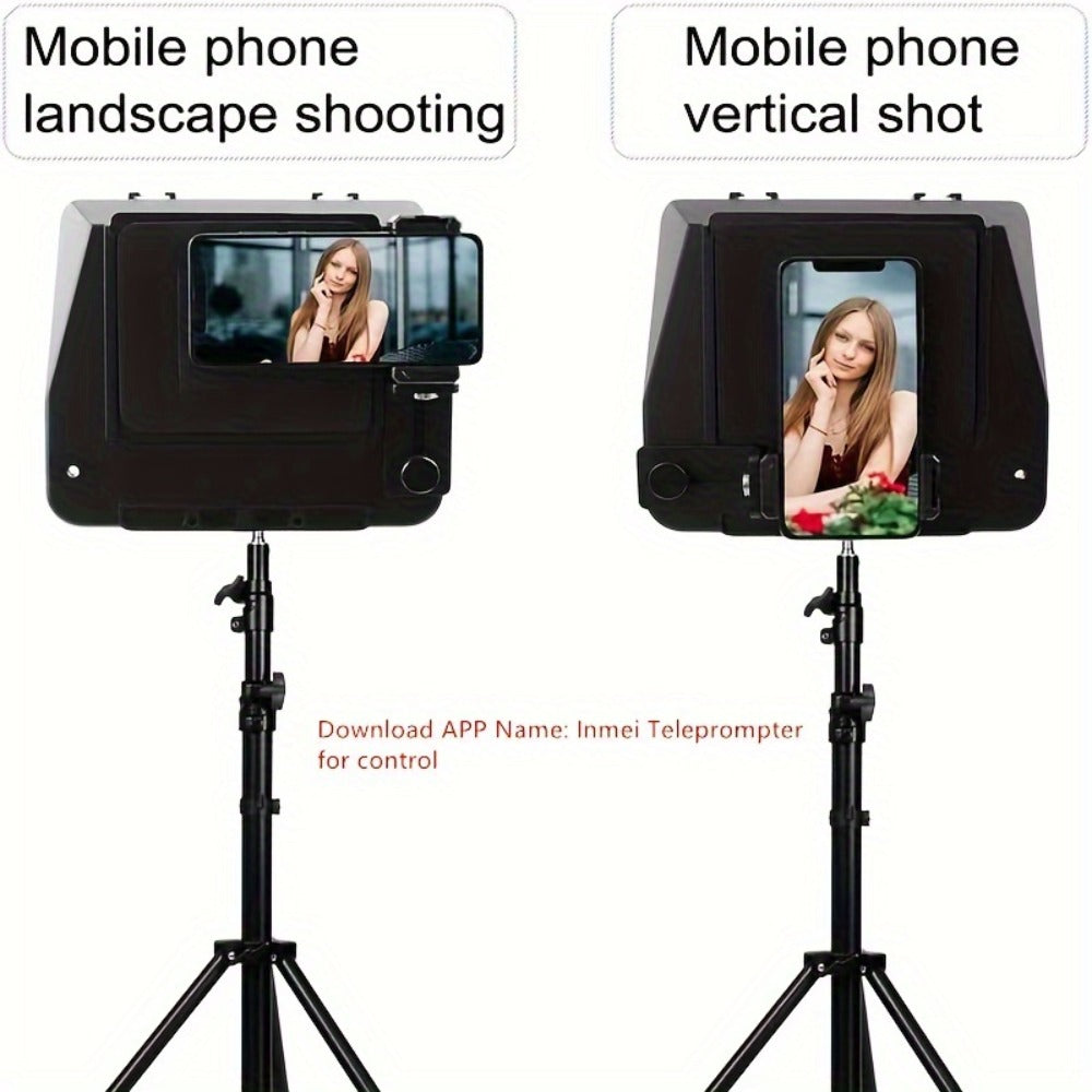 A10 Portable Teleprompter for Smartphone & DSLR Camera | Phone Holder & Remote Control for Video Recording, Live Streaming, Interview, Stage Presentation & Speech