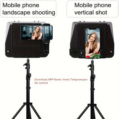 A10 Portable Teleprompter for Smartphone & DSLR Camera | Phone Holder & Remote Control for Video Recording, Live Streaming, Interview, Stage Presentation & Speech