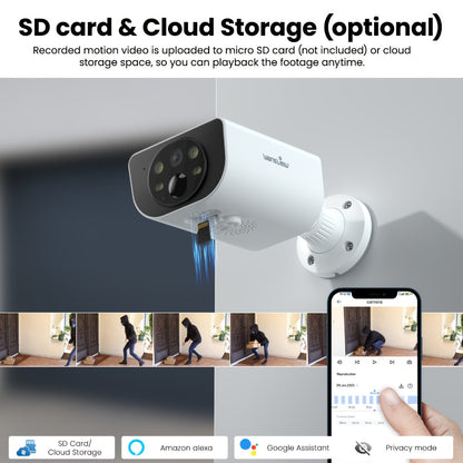 Wansview 2K Solar Outdoor Security Camera, Alexa & Google Home Compatible, Dual Night Vision Color & IR, PIR AI Human Body Detection, IP65 Weatherproof, SD & Cloud Storage – Wire-Free Smart CCTV