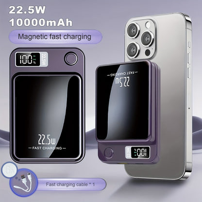 MagSafe Compatible Magnetic Wireless Power Bank 5000mAh 10000mAh – 22.5W PD20W Fast Charging Portable Charger with LED Display, Dual Output & Dual Input for iPhone 17 16 15 14 13 12 & Android