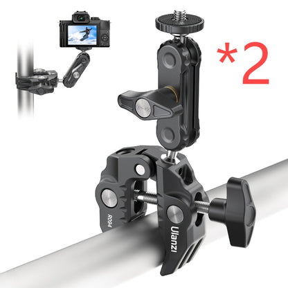 ULANZI Super Clamp 360° Ballhead Magic Arm Double Ball Head Camera Mount with 1/4"-20 & 3/8"-16 Thread for Canon Nikon DSLR, Action Camera, LED Lights, DJI Ronin & Freefly MOVI