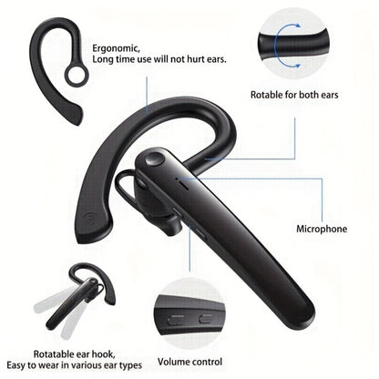 Bluetooth 5.4 Noise Cancelling Wireless Earphone Dual Microphone CVC8.0 200 Hours Talk Time Hands-Free Earpiece for iOS Android Home Office Meeting Driving