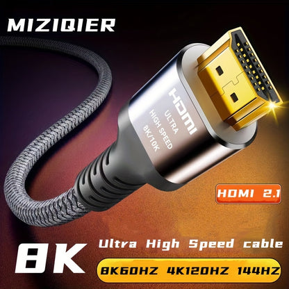 HDMI 2.1 Cable 8K 48Gbps Ultra High Speed Braided Nylon – 4K@120Hz, eARC, VRR, HDR10+, Dolby Vision, HDCP 2.3 – PS5, Roku TV, Blu-Ray, HDTV – 3.3/6.6/10/15ft
