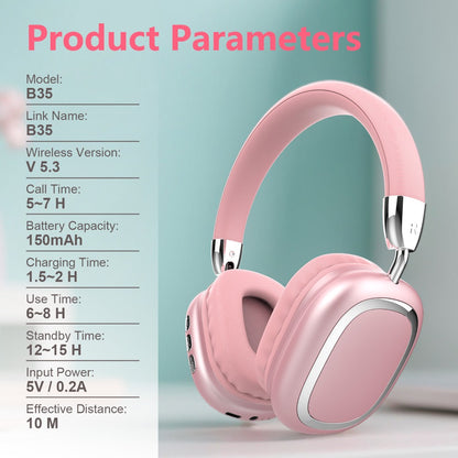 Noise Canceling Wireless Over-Ear Headphones Bluetooth 5.3 Metal 90° Rotating Earpads 6-8Hr Playtime for Music Gaming Commuting iOS Android Windows Compatible
