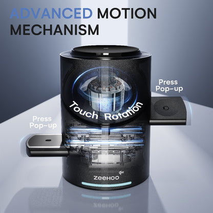 Qi2 3-in-1 Wireless Charging Station 15W ZEEHOO CylinTrick-R Cylindrical Rotating Magnetic Stand Hidden Pop-Up Charger Touch Activated for iPhone 17 16 15 14 13 12 Pro Max, Apple Watch Ultra Series 10 9 8 7 SE, AirPods 4 3 2 Pro – White Black