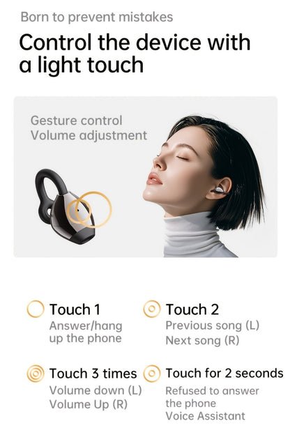 40H Open Ear Clip Earbuds OWS 6.0 TWS Sport Wireless Headphones Noise Cancelling Mic Transparent Case Lanyard Glasses Wearers Small Ears Gym Fitness Workout Orange Black Purple Grey