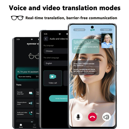 AI Smart Glasses with Real-Time Translation for 160+ Languages, ChatGPT Voice Assistant, HD Calls & Hi-Fi Music – Open-Ear Audio Glasses for Men & Women