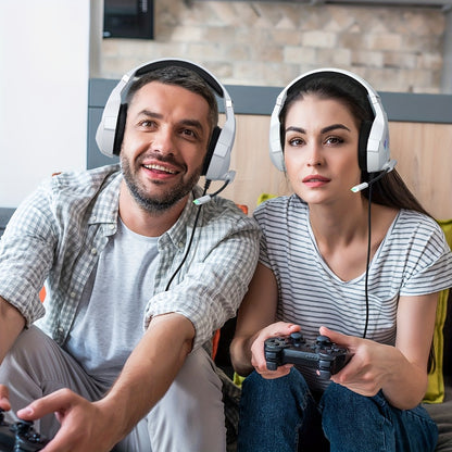 GS450 Gaming Headset Surround Stereo with LED Lights & Soft Memory Earmuffs – Noise Cancelling Mic Over-Ear Headphones for PS5 PS4 Xbox One Switch PC Mac Computer Games