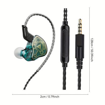 QKZ Hi7T Transparent Dynamic Resin Wired Earphones DJ Monitor HiFi Stereo Heavy Bass 3.5mm In-Ear Earbuds Volume Adjustable Mic for Sports Gaming Gym Music Studio