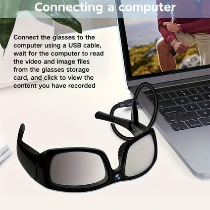 Smart Glasses Camera 1080P HD Video Recording, Built-in 32GB, Music Playback & Phone Call, Wearable Action Camera Sunglasses, 2-Hour Battery, for Travel Vlogging Outdoor Sports, Valentine's Day Gift