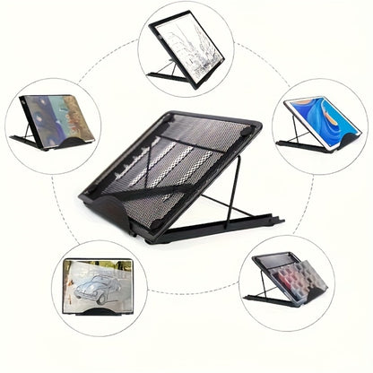 Diamond Painting Light Box Kit A3 A4 5-Piece Folding LED Light Pad Set with Adjustable Metal Stand Hexagonal Non-Slip Mat & Tracing Station Professional Diamond Art Craft Workbench Accessories – White