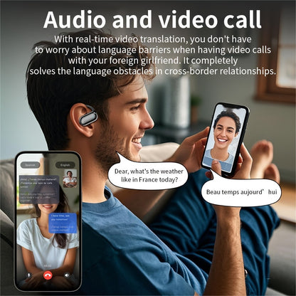 AI Translation Earbuds 144 Languages Real-Time Bluetooth 6.1 TWS Meeting Notes Noise Cancelling Crystal Mic Touch Control Type-C Charging All Smartphones Business Travel