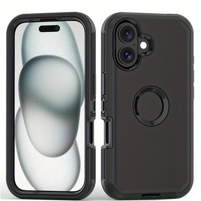 Rugged iPhone 16 Pro Max Case Hybrid Armor Dual Layer TPU PC Shockproof Drop Protection – Heavy Duty Wireless Charging Compatible Cover for iPhone 16 Pro 16 Plus 16 – Black Orange Blue Purple Green