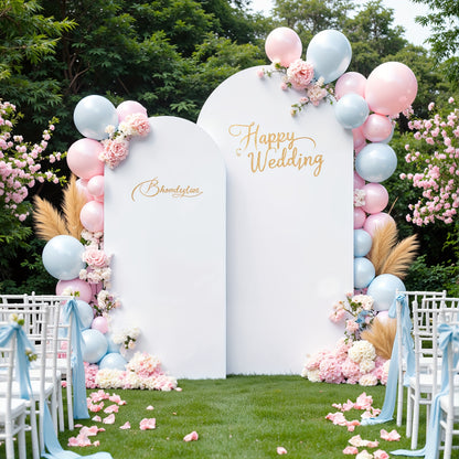 Spandex Arch Backdrop 2 Pack 6Ft x 6.6Ft Wrinkle-Free Stretch Photography Background with Bottom Zipper, Polyester Arched Cover Photo Prop for Wedding, Party, Gender Reveal & Birthday Decoration