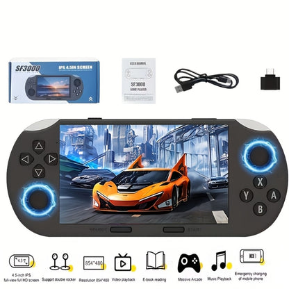 Retro Handheld Game Console Linux System 4.5 Inch HD Screen 64GB Card 3000mAh Battery - Portable Vintage Gaming Device, Perfect Birthday Christmas Halloween Gift for Kids Adults