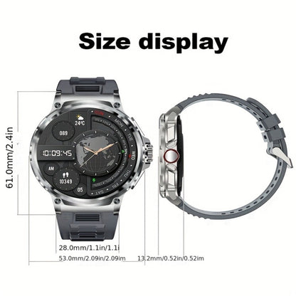 710mAh Long Battery Outdoor Sports Smartwatch for Men – 360x360 HD Screen Wireless Calling High-Quality Speaker Music Control Sports Tracking Sleep Monitor Dynamic Dial Silver Black Gift