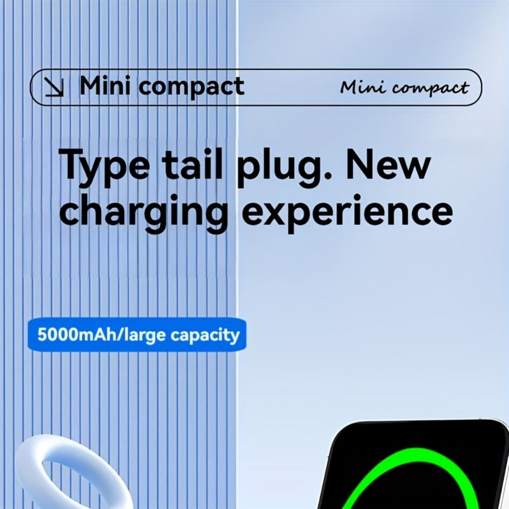 5000mAh Portable Charger with Built-In 2-in-1 Lightning & USB-C Connector - Slim Mini Power Bank 18.5W Fast Charging Compatible with iPhone 17 16 15 14 13 12 11 Samsung Android