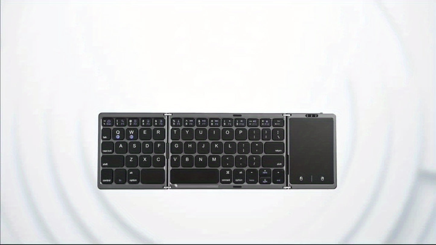 Tri-Fold Bluetooth Keyboard with Touchpad Rechargeable Portable Foldable Wireless Keyboard for iPhone iPad Tablet Laptop PC Smartphone Windows iOS Android – Seenda Aluminum Travel Keyboard BT 5.1