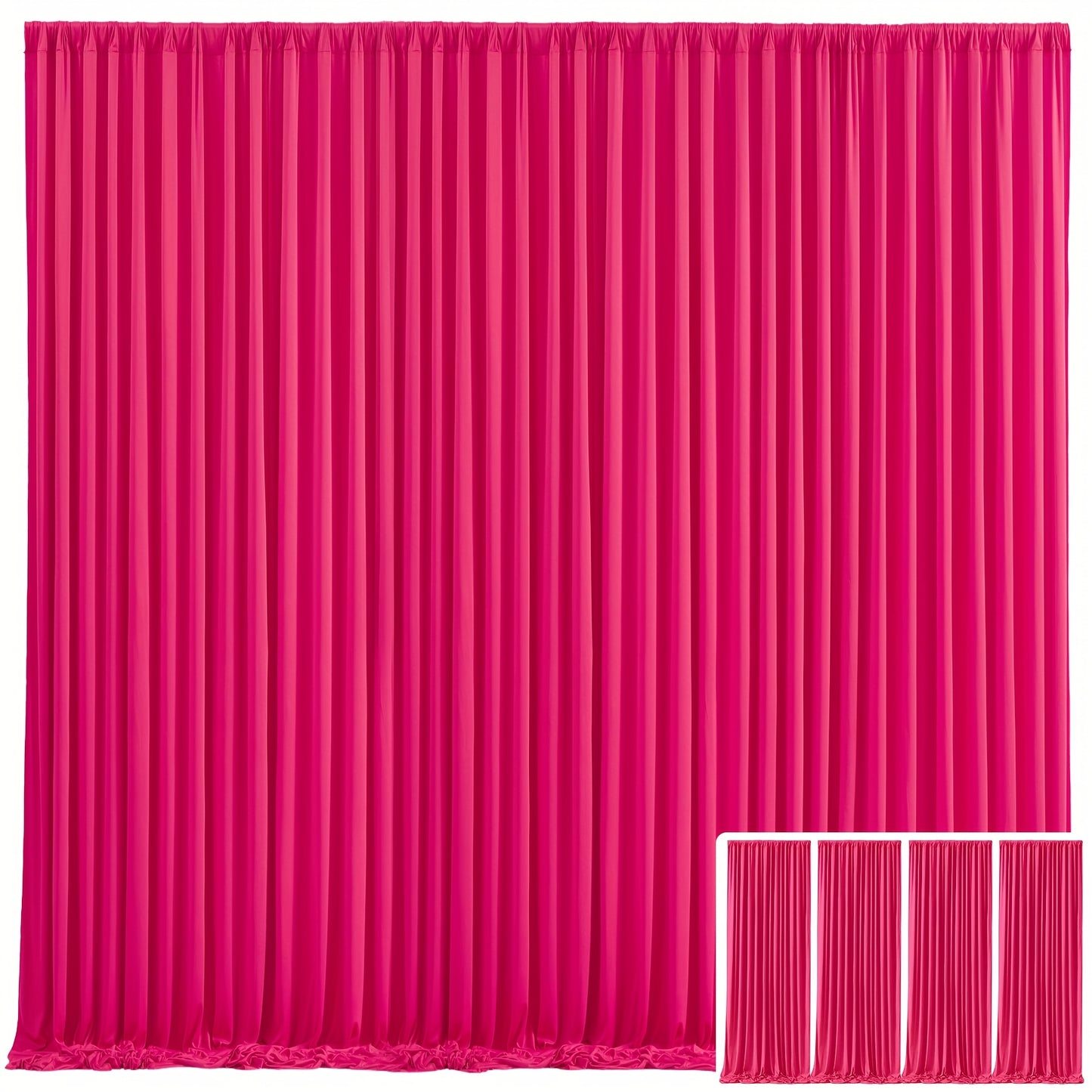 Elegant Fabric Backdrop Curtains 4pcs with Poles 59x85in Non-Transparent Wrinkle-Free Party Photo Backdrop for Wedding Birthday Bridal Shower Graduation Prom Christening Holiday Decor