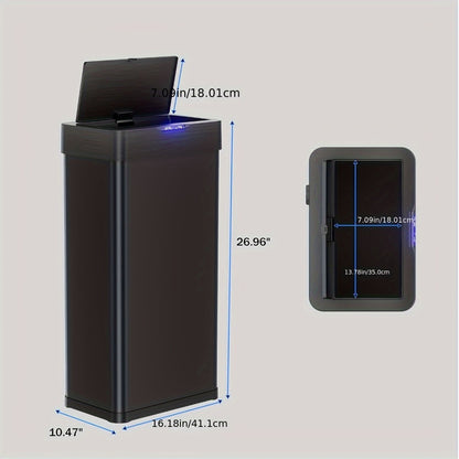 Touchless Trash Can with Motion Sensor 18.5 Gallon 60L – Soft-Close Lid | Brushed Stainless Steel | Bag Holder | Low Battery Alert | Hands-Free Smart Garbage Bin for Kitchen Office Bedroom RV