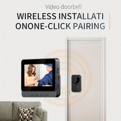 No WiFi Video Doorbell with 4.3" Indoor Monitor 1080P FHD – 120° Wide Angle, 850nm Night Vision, Two-Way Video Intercom, 2-Month Battery, SD Card Storage up to 256GB, One-Key Setup, Black