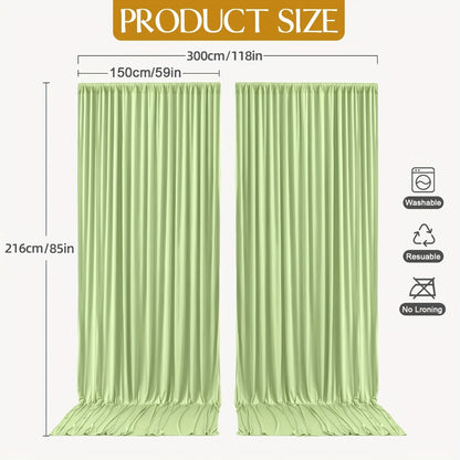 Elegant Fabric Backdrop Curtains 4pcs with Poles 59x85in Non-Transparent Wrinkle-Free Party Photo Backdrop for Wedding Birthday Bridal Shower Graduation Prom Christening Holiday Decor