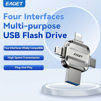 iPhone Flash Drive 4-in-1 USB Stick EAGET I50 Lightning USB-C Micro USB USB 3.0 Photo Stick for iPhone iPad Android PC Mac – 32GB 64GB 128GB 256GB Storage Expansion Memory Stick