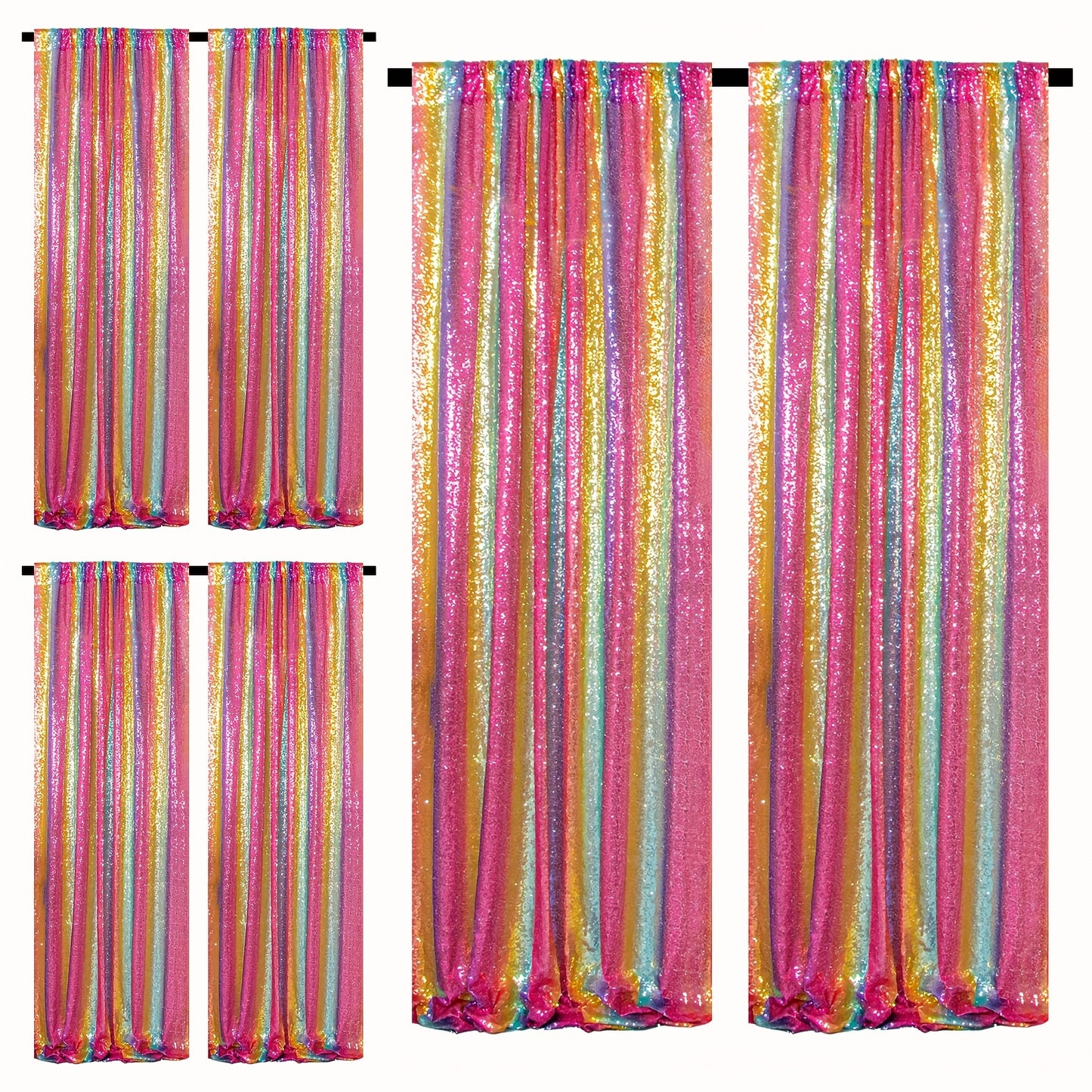 Sequin Backdrop Curtains 2FTx8FT Glitter Photography Background Panels for Party Wedding Birthday Stage Decoration Gold Yellow Shimmer Curtain Set 4 6 10 Panels Available
