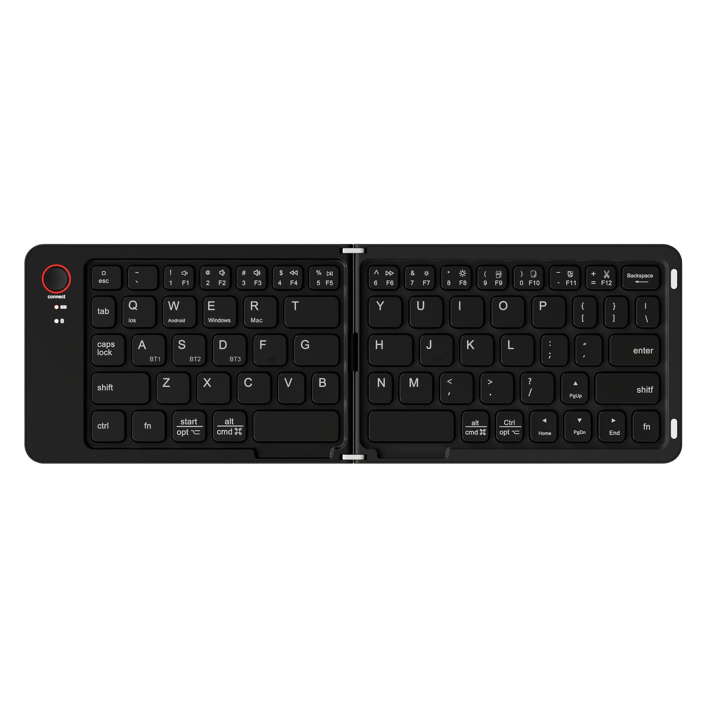 Folding Wireless Keyboard KLZO B023 Dual-Fold Magnetic – Slim Portable Bluetooth Keyboard, Ultra-Long Battery Life, Multi-Device Compatible for iPhone, iPad, Android, Windows, Mac | White, Green, Black